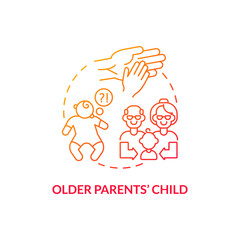 Older parents child concept icon. Autism risk factor abstract idea thin line illustration. Increased intellectual disability prevalence. ASD diagnosis in kids. Vector isolated outline color drawing