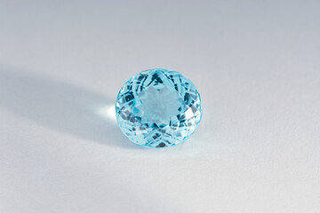 Natural Swiss blue heat treated topaz oval faceted gemstone. Semiprecious, transparent, clean loose...