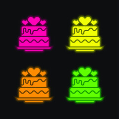Baker four color glowing neon vector icon
