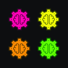 AI four color glowing neon vector icon