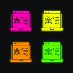 Antivirus four color glowing neon vector icon