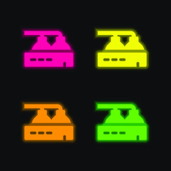 Beer Factory four color glowing neon vector icon