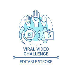 Viral video challenge concept icon. Fundraising appeal abstract idea thin line illustration. Raising viral attention. Encouraging donations. Vector isolated outline color drawing. Editable stroke