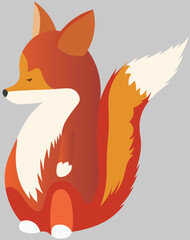 Vector foxy. Orange foxy. It can be used for a logo or icons. Illustration on a gray background.