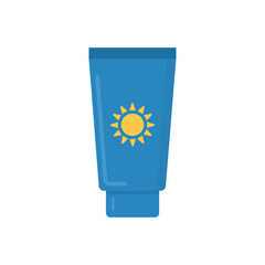 Tube of sunscreen. Flat illustration icon on isolated white background.