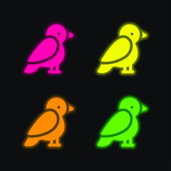 Arctic Tern four color glowing neon vector icon