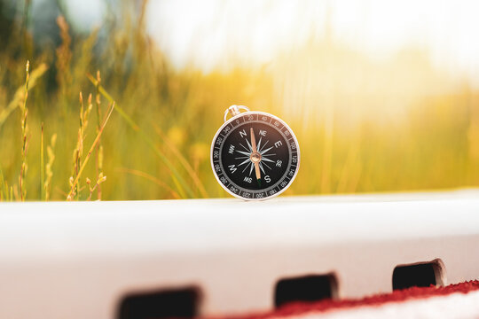 Black compass on the sport stadium