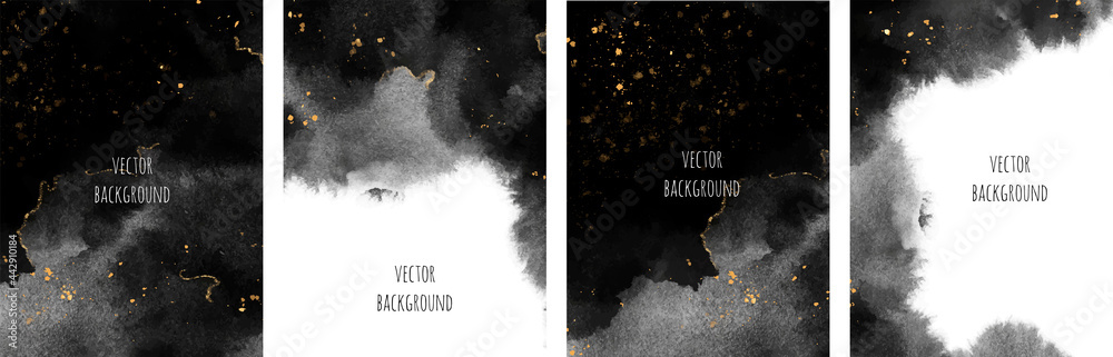 Wall mural set of vector watercolour universal backgrounds with glitter and copy space for text