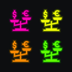 Balance four color glowing neon vector icon