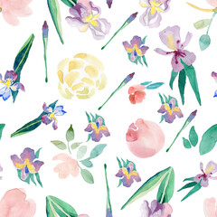 Rose buds and toffee leaves on a white background wrapping paper textile fabric wallpaper