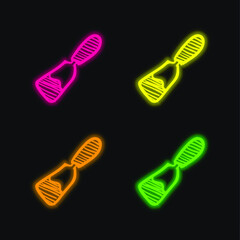 Blade Hand Drawn Construction Tool four color glowing neon vector icon