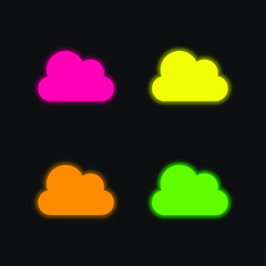 Big Cloud four color glowing neon vector icon