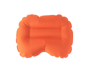 Inflatable air pillow isolated on white background. Camping or travel equipment