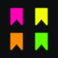 Bookmark Filled Interface Sign four color glowing neon vector icon