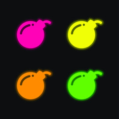 Bomb Antivirus Danger Symbol four color glowing neon vector icon