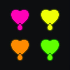 Bleeding Heart four color glowing neon vector icon