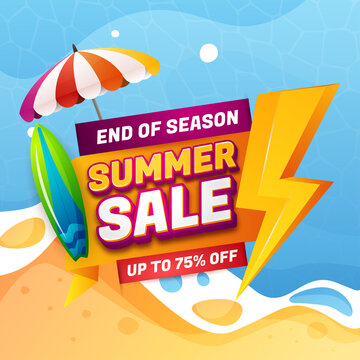 Summer sale banner for social media template with editable text effect