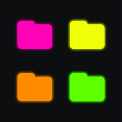 Black Folder Shape For Interface four color glowing neon vector icon