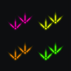 Bird Prints four color glowing neon vector icon