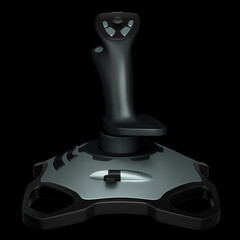 Realistic joystick for flight simulator isolated on black background © Vasyl Onyskiv