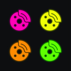 Break four color glowing neon vector icon