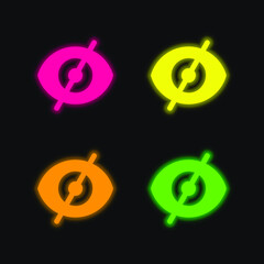 Blind four color glowing neon vector icon