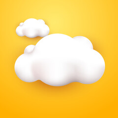 3d cloud vector design element with yellow sun sky