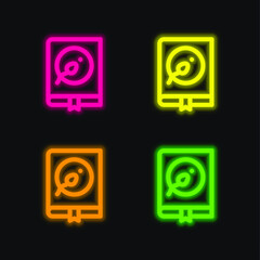 Book four color glowing neon vector icon