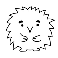 Doodle hand drawn hedgehog isolate on white background. Simple funny vector illustration