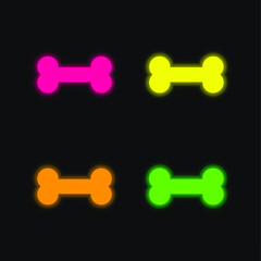 Bone four color glowing neon vector icon