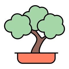 Vector Bonsai Filled Outline Icon Design