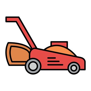 red lawn mower orange details clip art preview