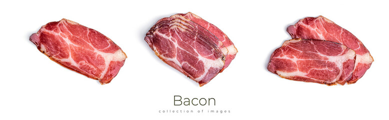 Bacon isolated on a white background. Bacon.