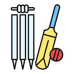 Vector Cricket Filled Outline Icon Design