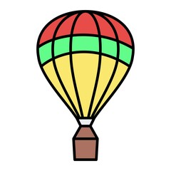 Vector Air Balloon Filled Outline Icon Design