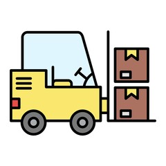 Vector Fork Lift Filled Outline Icon Design