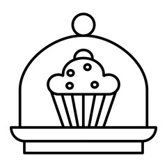 Vector Cake Dome Outline Icon Design