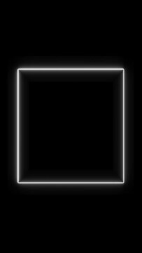 Abstract seamless looped animation of neon glowing frame on black background
