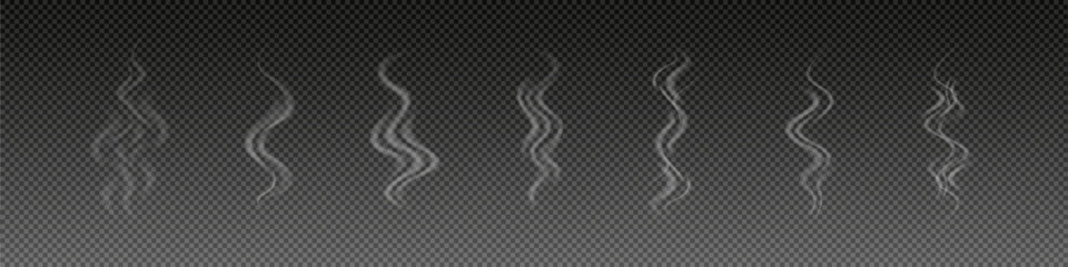Smoke isolated on a black background.. Vector fog, vapor set © liubomir118809