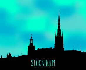 Fototapeta premium Stockholm skyline background illustration