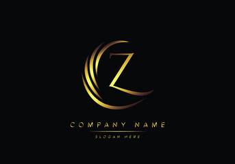 alphabet letter Z monogram logo, gold color elegant classical - obrazy, fototapety, plakaty