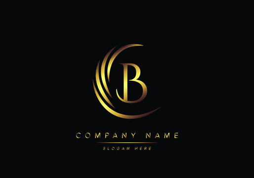alphabet letter B monogram logo, gold color elegant classical