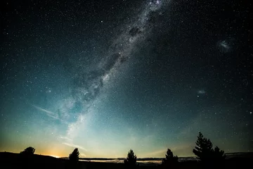 Crédence de cuisine en verre imprimé Aoraki/Mount Cook Moonrise & Milky Way, Mt.Cook National Park, New Zealand 