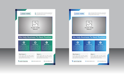 Corporate business flyer vector design template. Design template Geometric shape used for business flyer layout. Corporate flyer, Business flyer and leaflet. Flyer in A4 with Bleed