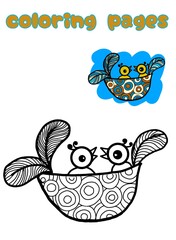 Couple of birds in nest, coloring pages for kids, materials for kids