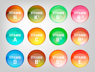 Vitamins Collection Image. Vector illustration. Healthcare concept
