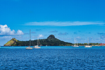 Beautiful green bay with blue waters, Rodney Bay, Saint Lucia, Caribbean island