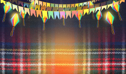 Festa Junina background with space for text, brazilian typical party of Saint John. 