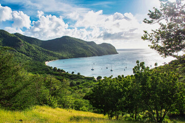 Chatham Bay on Union Island, Saint Vincent and the Grenadines, Lesser Antilles - obrazy, fototapety, plakaty