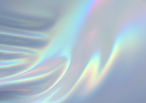 Modern abstract pastel iridescent holographic foil background. 3d render.